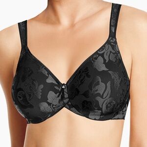 Wacoal Awareness Underwire Bra Black Floral Jacquard full coverage womens 34C